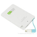 2014 New Fashion Credit Card Portable 1500mAh/2000mAh/2500mAh Power Bank with Built-in Cable